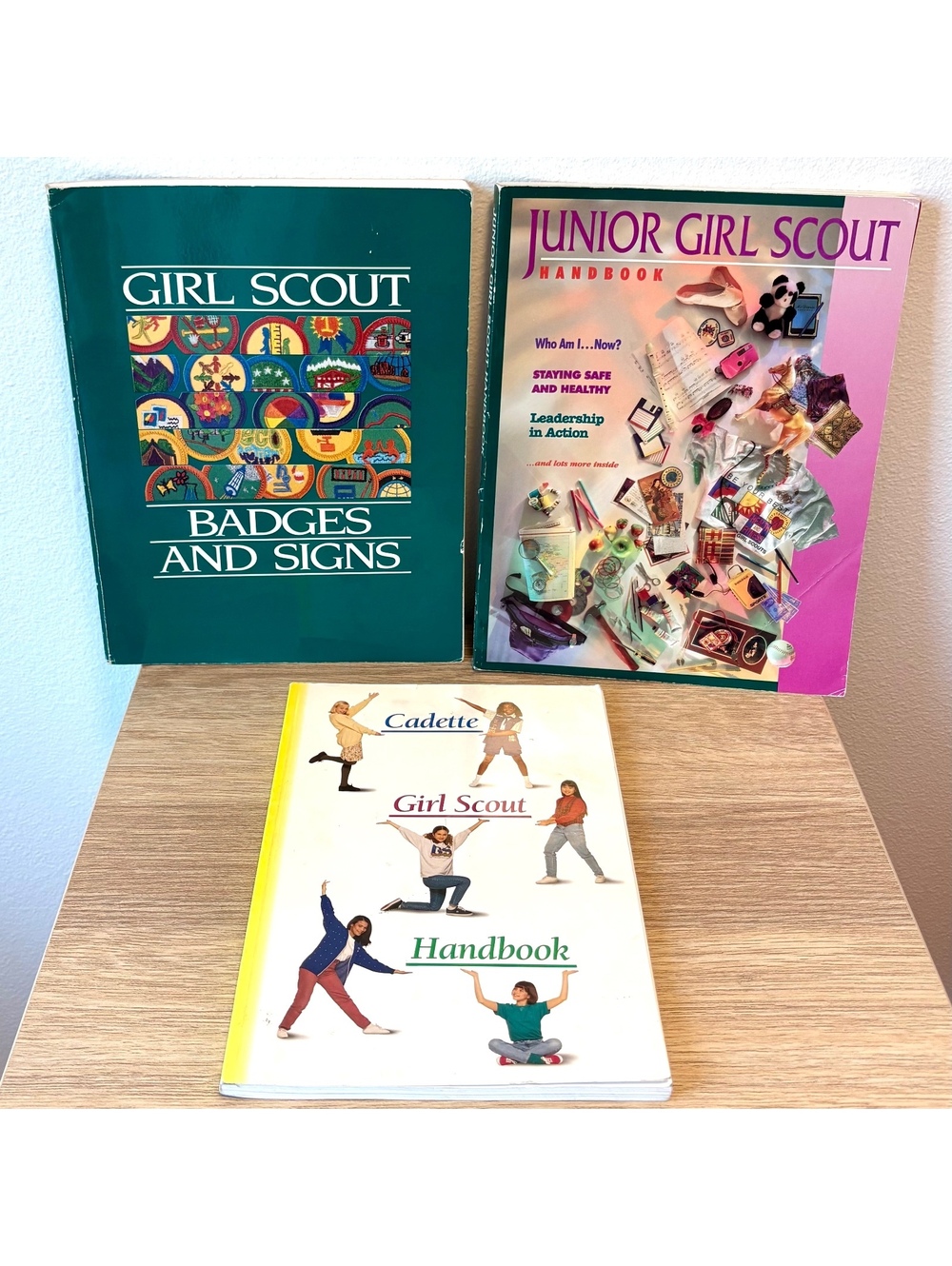 Vintage Girl Scout Books Bundle 1990s Badges & Signs Junior & Cadette Handbook